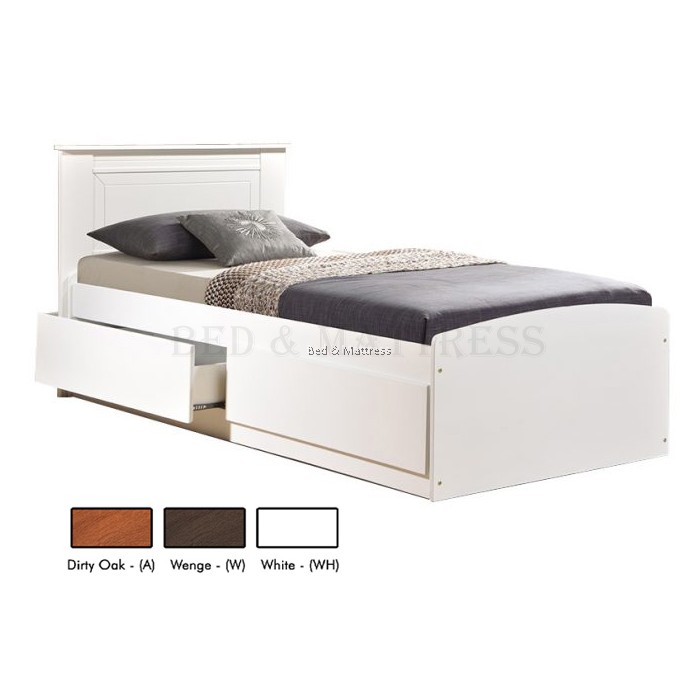 AT CS32+3227WH Wooden Single Bed with Drawers