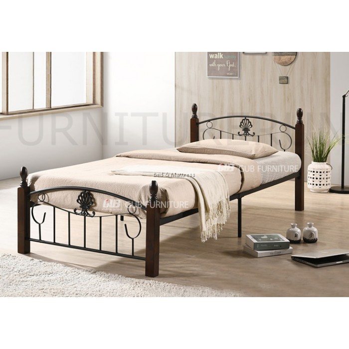 Classic Wood Metal Single Bedframe
